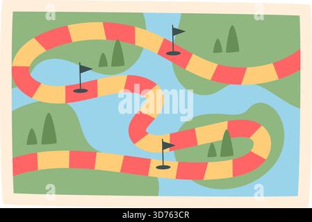 Farbenfrohes Brettspiel Mit Flachem Pfad Stock Vektor