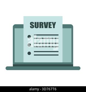 Symbol für Online-Umfrage. Symbol für Feedback-Formular. Laptop Fragebogen Vektor. Quiz-Bildschirmdarstellungen. EPS 10. Stock Vektor