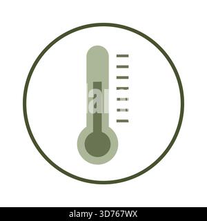 Symbol für Thermometer. Element der Temperaturskala. Wetteranzeige Vektor. Minimale grüne Grafik. EPS 10. Stock Vektor