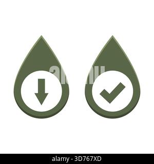 Symbol für Wasserstatus. Aktivieren Sie das Kontrollkästchen Download (Herunterladen). Flüssigkeitsanzeige Vektor. Minimale grüne Grafik. EPS 10. Stock Vektor