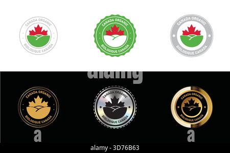 Canada Organic – Biologique Canada Logo. Symbol, Stempel, Abzeichen, Dichtung und Symbolvektor Stock Vektor