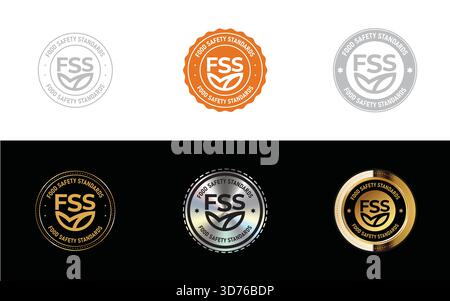 Logo für Lebensmittelsicherheitsstandards. Symbol, Stempel, Abzeichen, Dichtung und Symbolvektor Stock Vektor