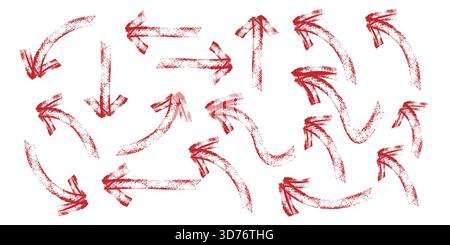 Handgezeichnete Rote Pfeile-Kollektion zur Hervorhebung und Ausrichtung Stock Vektor