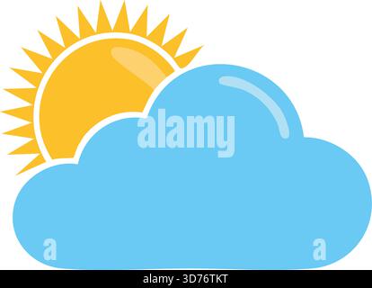 Wettersymbol „Blaue Wolke“ und „gelbe Sonne“ – flache Prognoseabbildung mit klaren Himmel für Meteorologie, Klimagrafik und Apps-Schnittstelle Stock Vektor