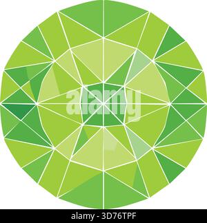 Grüner geometrischer Polygonkreis – abstrakte kreisförmige Form mit niedrigem Poly für modernes Design, Technologiemethoden, Hintergründe und digitale Grafiken Stock Vektor
