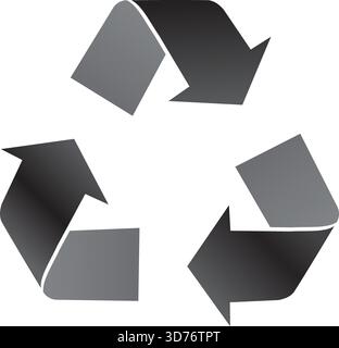 Graue Recyclingpfeile – minimales Kreislaufsymbol für Nachhaltigkeit, Umweltbewusstsein, Wiederverwendung, Abfallreduzierung und Umweltverantwortung Stock Vektor