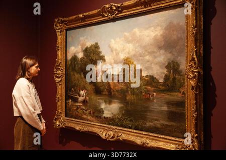 London, Großbritannien. November 2025. Turner and Constable: Rivals and Originals eröffnet in Tate Britain und ist bis April 2026 für die Öffentlichkeit zugänglich. Beide wurden nur ein Jahr auseinander geboren und suchten die Natur nach Inspiration, aber mit kontrastierenden künstlerischen Stilen. Zu den Gemälden in der Show gehört „The White Horse“ von John Constable. Quelle: Anna Watson/Alamy Live News Stockfoto