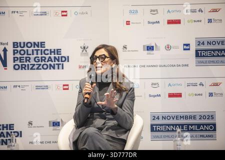 Mailand, Italien. November 2025. MAILAND - Triennale, für Italien Richtung Nord 2025 Veranstaltung „Good Policies for Broad Horizons“. Im Bild: Daniela Santanchè, Tourismusministerin. Quelle: Unabhängige Fotoagentur/Alamy Live News Stockfoto