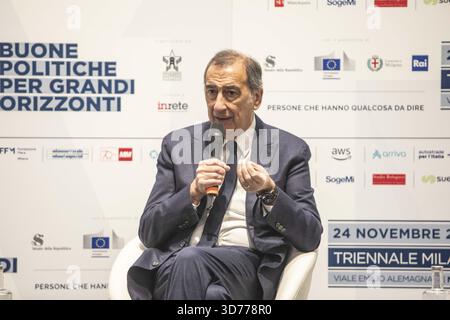 Mailand, Italien. November 2025. MAILAND - Triennale, für Italien Richtung Nord 2025 Veranstaltung „Good Policies for wide Horizonts“. Foto: Beppe Sala, Bürgermeister der Stadt Mailand. Quelle: Unabhängige Fotoagentur/Alamy Live News Stockfoto