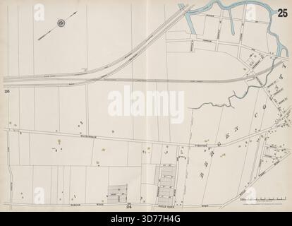 Hudson County, V. 8, Double Page Plate No. 25 Map Bounded by Meadow St., Railroad Ave., Bulls Ferry Rd., Bergen Wood, Lovetts Lane., 1887 ., Hoboken, N.J. Publisher, C.B. Brush, Hudson County (N.J Stockfoto