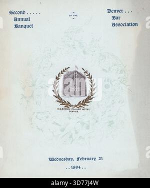 Zweites jährliches Bankett der Denver Bar Association im H.C. Brown Palace Hotel, Denver, Colorado, 1894., 1894. ORDNER; ILL; 6X7 Stockfoto