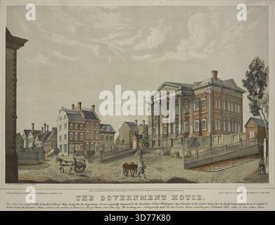 The Government House, Lithografie von W. J. Condit und Henry R. Robinson, gegründet 1797 und veröffentlicht 1847. Der Druck ist 42,8 x 56,4 cm groß und zeigt das Regierungsgebäude in New York, N.Y Stockfoto