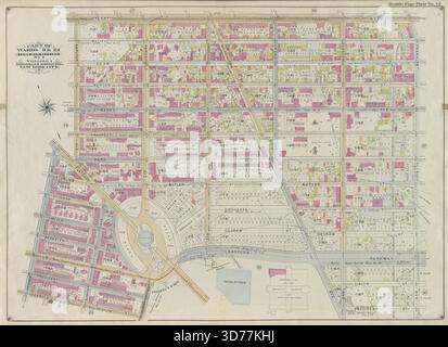 Doppelseitiges Schild Nr. 15 begrenzt durch Atlantic Avenue, Franklin Avenue, President Street, Washington Avenue, Eastern Parkway, Prospect Park West, Carroll Street, Seventh Avenue, Flatbush Avenue und Carleton Avenue, 1898, E.B. Hyde & Co. Zusätzlich, Teil der Abteilung 9, 22. Land Map Section, No. 4, Volume 1, Brooklyn Borough, New York City. 1898, New York, Publisher, E.B. Hyde & Co., Brooklyn (New York, New York), Immobilien, New York (Bundesstaat), New York Stockfoto