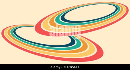 Grooviges Retro-Regenbogenmuster mit weichen Wellenstreifen und leuchtenden Tönen. 1970er Jahre psychedelischer Vektor Hintergrund, abstrakte Sonnenschein Wellen Design, Vintage Stock Vektor