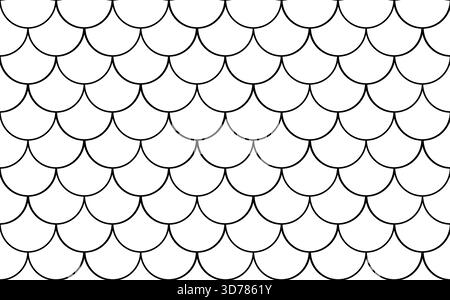 Fischschuppenmuster. Meerjungfrau, Drache, Schlange schuppt Hintergrund. Wasserwelle, Dachfliesen Tapete. Fisch, Schlangenhaut endlose Textur. Meerjungfrauenschwanz schwarz Stock Vektor