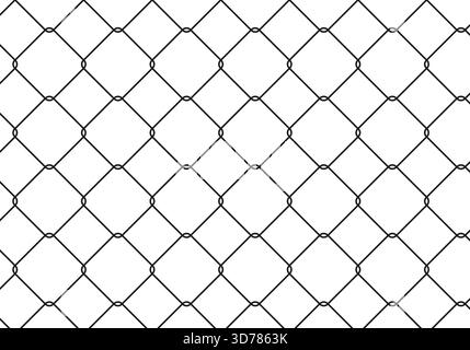 Stahlzaundraht Kettengliedermuster, endloser Gitterhintergrund. Gefängnisdraht, schwarzes Netz, Netzstruktur. Basketballkorb. Das Metall-Rautengitter Stock Vektor