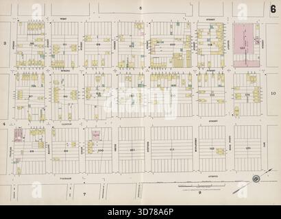 Hudson County, V. 8, Double Page Plate No. 6 Karte begrenzt durch West St., Oak St., Palisade Ave., Charles St., 1887, Hoboken, N.J., Herausgeber, C. B. Brush, Hudson County (N.J Stockfoto