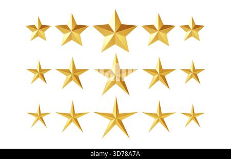 15 Golden Stars in A Grid for Awards und loben Bright Star Quality elegant Display Stock Vektor