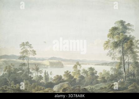 Ansicht von Cape Diamond, den Plains of Abraham und einem Teil der Stadt Quebec, erstellt 1796 von George Bulteel Fisher und veröffentlicht von John William Edy in London. Der 41,5 x 61,5 cm große Druck zeigt historische Stätten im Zusammenhang mit dem Siebenjährigen Krieg (1756–1763) in Kanada. Es ist ein Aquatint Stockfoto