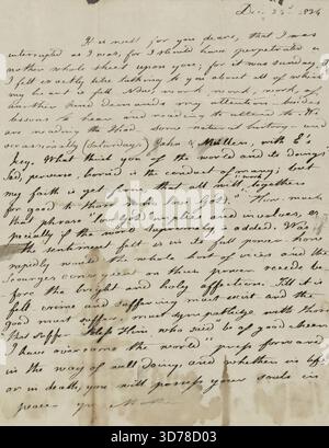 Peabody, Elizabeth Palmer, Mutter, als to SAPH und MTPM. Dezember 1834, 1834-12-23., Salem, MA. Buchstaben, 1 Blatt, 1 beschriftete Seite, 1 für Adresse Stockfoto