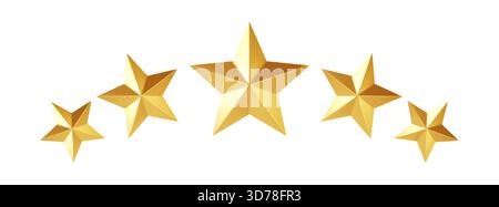 Fünf goldene Sterne in Einer Reihe elegante Vektor-Illustration Hintergrund für Preise und Feiern Stock Vektor