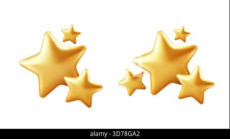 Goldener Stern Cluster mit kleineren Sternen Bright Celebration Award Symbole luxuriöser Glanz Vektor Illustration Hintergrund Stock Vektor