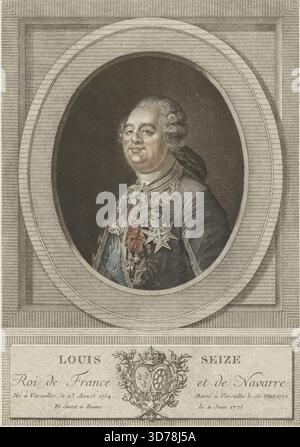 Louis Seize, ROI de France et de Navarra, 1785. Additional, Louis XVI., 1785., Paris. Herausgeber, Basset. Könige Ludwig XVI., König von Frankreich, 1754-1793. Stippelstiche, Stiche Stockfoto