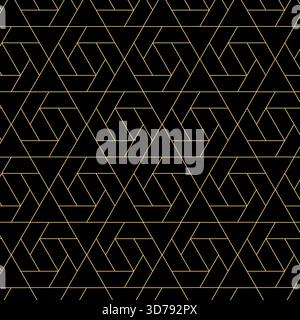 Nahtloses Muster abstrakter Stern weihnachtshintergrund mit eleganten goldenen Vektorlinien Stock Vektor