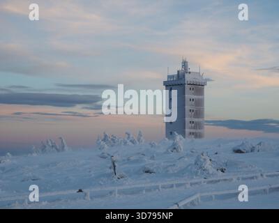 Winterlandschaft am Brocken Stockfoto