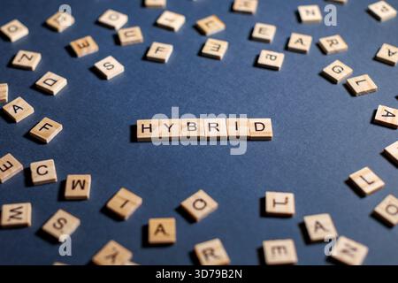 Worthybride auf dunklem Hintergrund, geschrieben mit Holzbuchstaben Stockfoto
