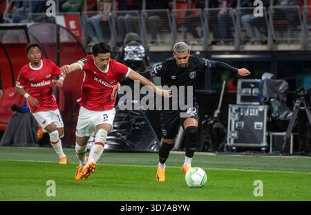 Alkmaar Niederlande 18. Mai 2023 UEFA Europa Conference League AZ Alkmaar vs West Ham United Halbfinale. Sagte Benrahma - West Ham Pass Stockfoto
