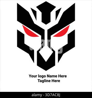 Minimalistisches geometrisches Pantherkopf-Logo, eleganter Goldverlauf, kantige moderne Vektorsymmetrie, 4K-Kunst. Stock Vektor