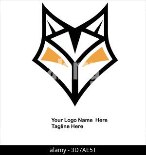 Minimalistisches geometrisches Fuchskopf-Logo in elegantem Goldverlauf mit sauberer Winkelsymmetrie, modernes Luxus-Vektor-Emblem auf weißem Hintergrund. Stock Vektor