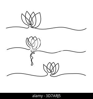 Lotus Blume Hand gezeichnet eine kontinuierliche Linie Kunstsammlung Vektor Illustration Stock Vektor