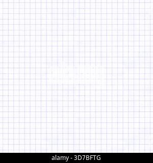 Quadratisches Mathe-Notizbuch mit strukturiertem Gitterpapier und nahtlosem Muster. Abstrakter leerer quadratischer Hintergrund. Weiße Grunge-Textur. Kopierbereich. Stockfoto
