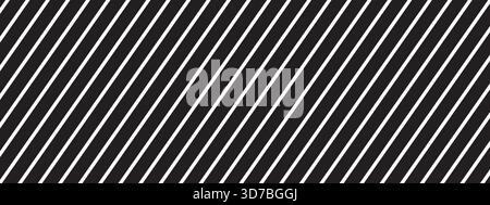 Schwarze diagonale Linien auf weißem Hintergrund. Schräge parallele Streifen. Geneigter, gerader Streifendruck. Abgewinkelte Streifen Tapete. Abstraktes minimalistisches Design Stock Vektor