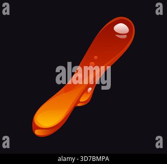 Flüssiger Honig Zeichentrickfilm Zeichensetzung Slash. Süßer Honig englisches Alphabet Typenschild, Bonbon Vektor Schriftart spezielles Symbol. Tasty Caramel Cartoon Kid ABC Schriftzug Element oder gelbe Flow englische Schriftmarke Stock Vektor