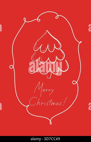 Fröhliches Weihnachtsposter mit Weihnachtsbaum im Coquette-Stil, Elemente mit Charme und Eleganz. Weihnachtsfeier, Vektor-Illustration. Stock Vektor