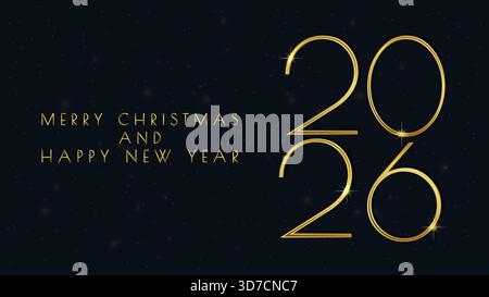 Luxuriöses Happy New Year 2026 Gold Glitzer Banner. Stock Vektor
