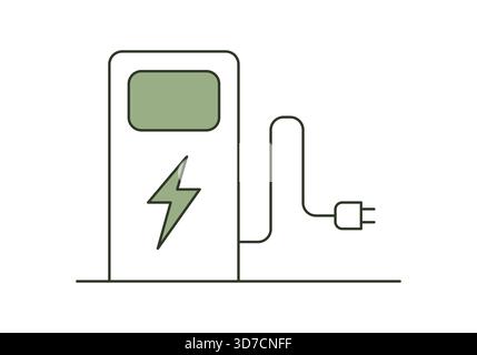 Symbol für Ladestation für Elektroautos, flache Vektorgrafik. Stock Vektor