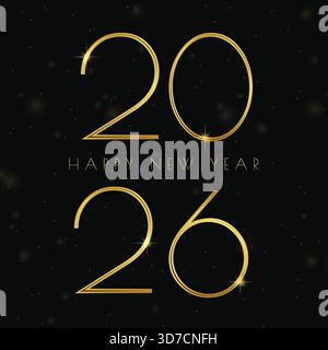 Happy New Year 2026 Gold Vektor Art Deco Social Media Post. Stock Vektor