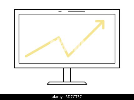 Wachsendes Diagramm auf einem Computerbildschirm, Vektorillustration. Stock Vektor
