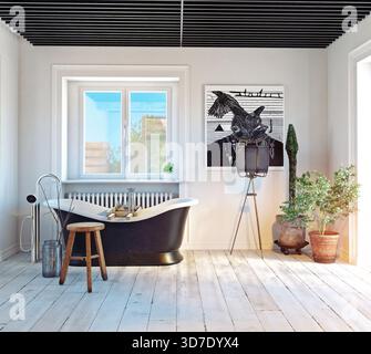 Modernes Bad Interieur. 3D-Bild Konzept Stockfoto