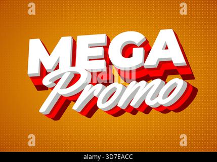 Mega-Angebot. Heller dreidimensionaler Text auf orangefarbenem Hintergrund für energiegeladene Werbewirkung Stock Vektor