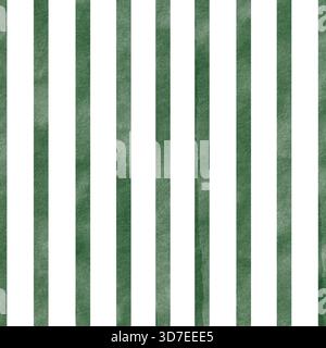 Nahtloses grünes Streifenmuster im Aquarellstil. Frisches und einfaches Design, perfekt für Stoff, Geschenkpapier, Schreibwaren und Wohnkultur. Stockfoto