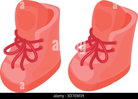 Zwei rote Schuhe mit Schnürsenkeln. Die Schuhe sind im Cartoon-Stil Stock Vektor