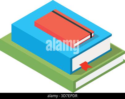 Ein Stapel Bücher mit einem roten Buch oben. Das blaue Buch ist unten. Das rote Buch trägt den Titel The Art of Writing Stock Vektor