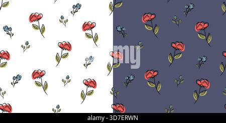 Nahtloses Muster-Set mit Blumenvektor Stock Vektor