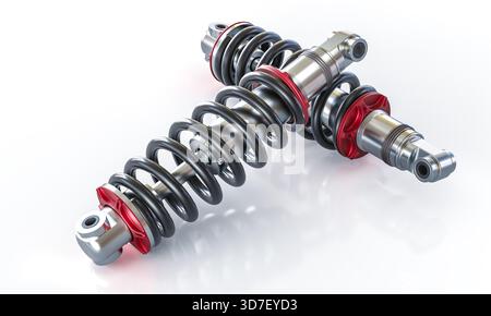 Fahrzeugstoßdämpfer 3D-Fahrzeugaufhängung Stockfoto