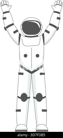 Ein Cartoon-Astronaut steht in einem weißen Weltraumanzug Stock Vektor